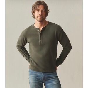 NWOT American GIant Mens French Rib Henley M Green Long Sleeve USA Made